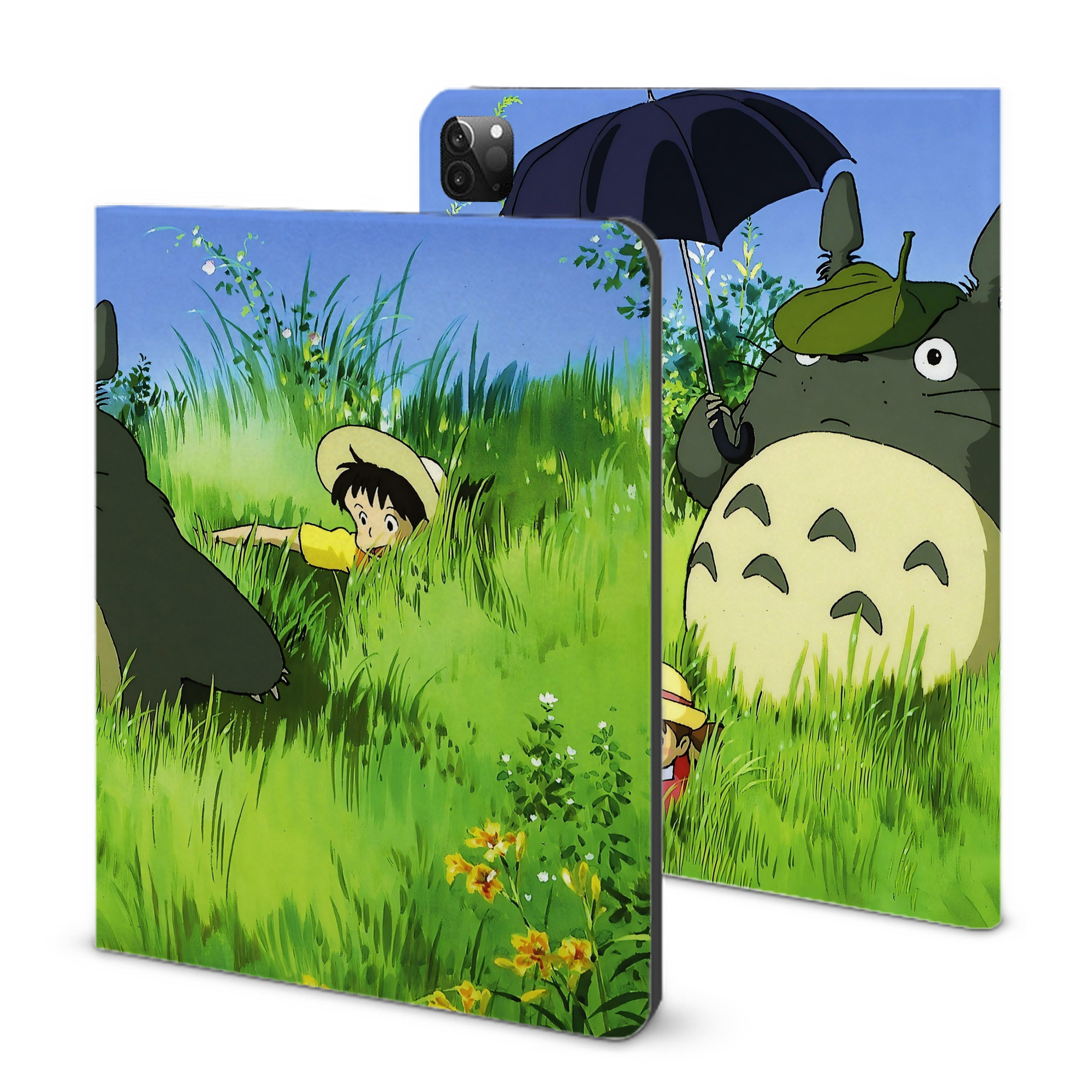 （画像用） となりのトトロ 草壁メイ 草壁サツキ My Neighbor Totoro Satsuki Kusakabe Mei Kusakabe IPadケース ペンホルダー付き ブックスタイルデザイン
